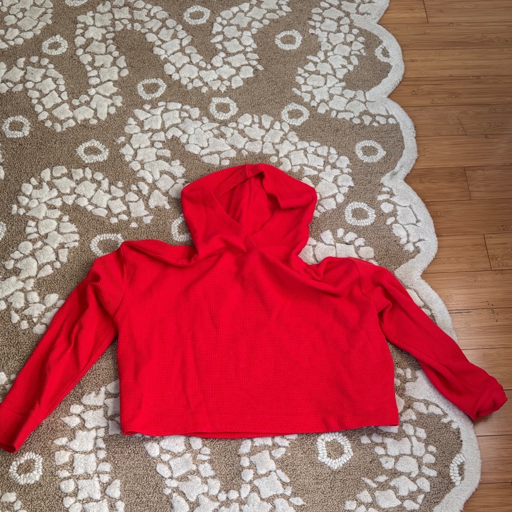 Red crop waffle hoodie NbW